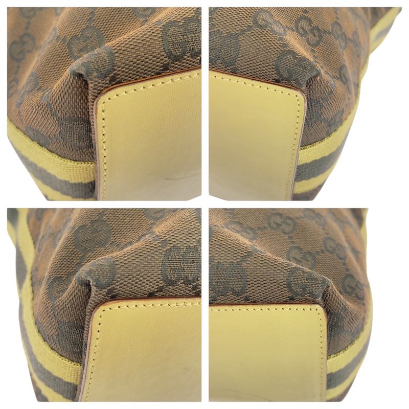 Gucci Brown Multicolor Silver Hardware GG Canvas Leather 31243 Tote Bag