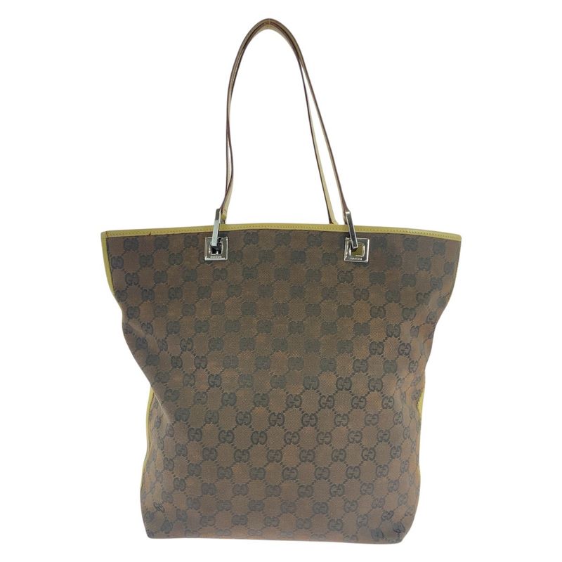 Gucci Brown Multicolor Silver Hardware GG Canvas Leather 31243 Tote Bag