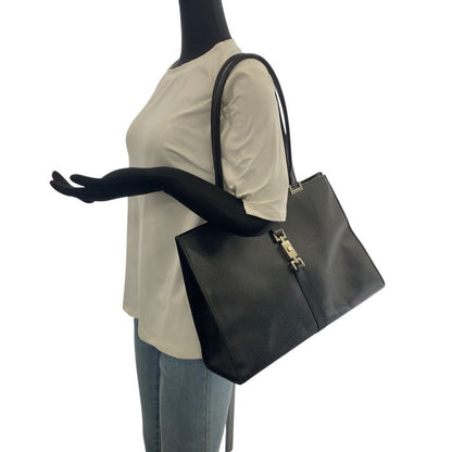 Gucci Jackie Black Silver Hardware Leather 002 1074 Tote Bag Shoulder Bag Women
