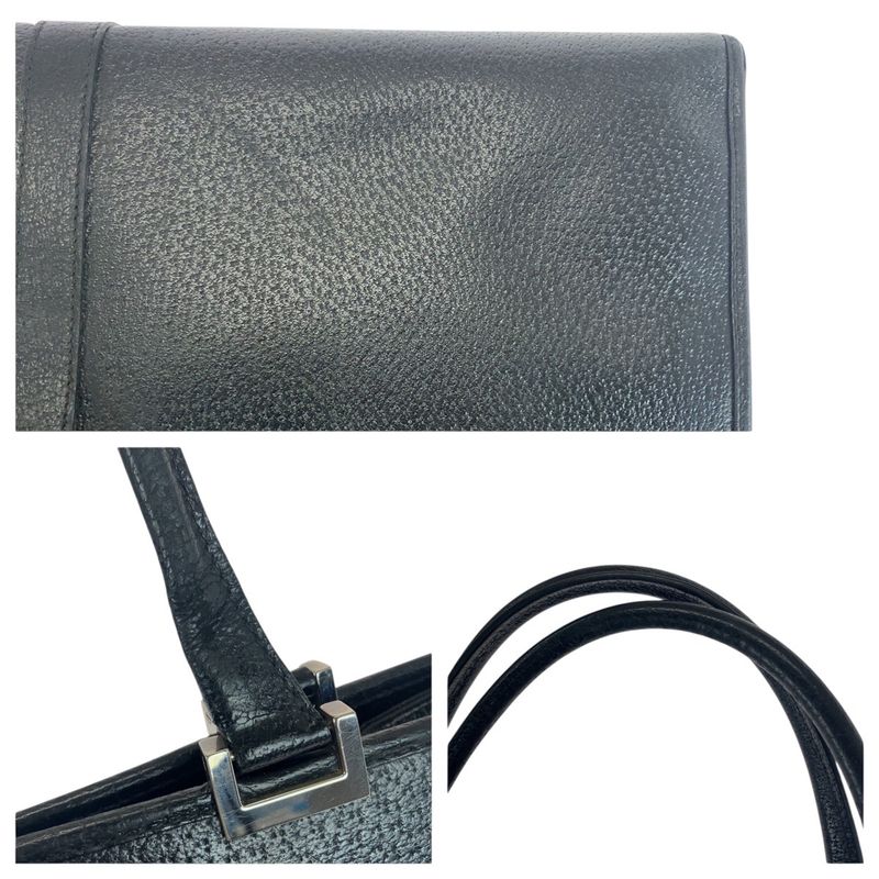 Gucci Jackie Black Silver Hardware Leather 002 1074 Tote Bag Shoulder Bag Women