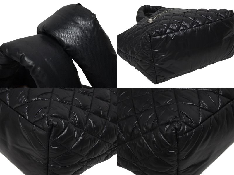 Chanel Coco Cocoon Small Tote Handbag CC Logo Black Silver — view 6