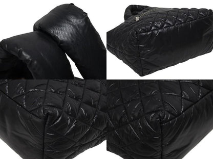 Chanel Coco Cocoon Small Tote Handbag CC Logo Black Silver — view 6