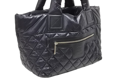 Chanel Coco Cocoon Small Tote Handbag CC Logo Black Silver — view 4