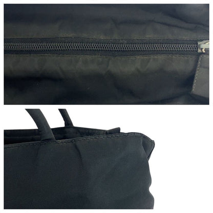 Prada Tessuto Triangle Logo Plate Black Silver Hardware Nylon Tote Bag Shoulder