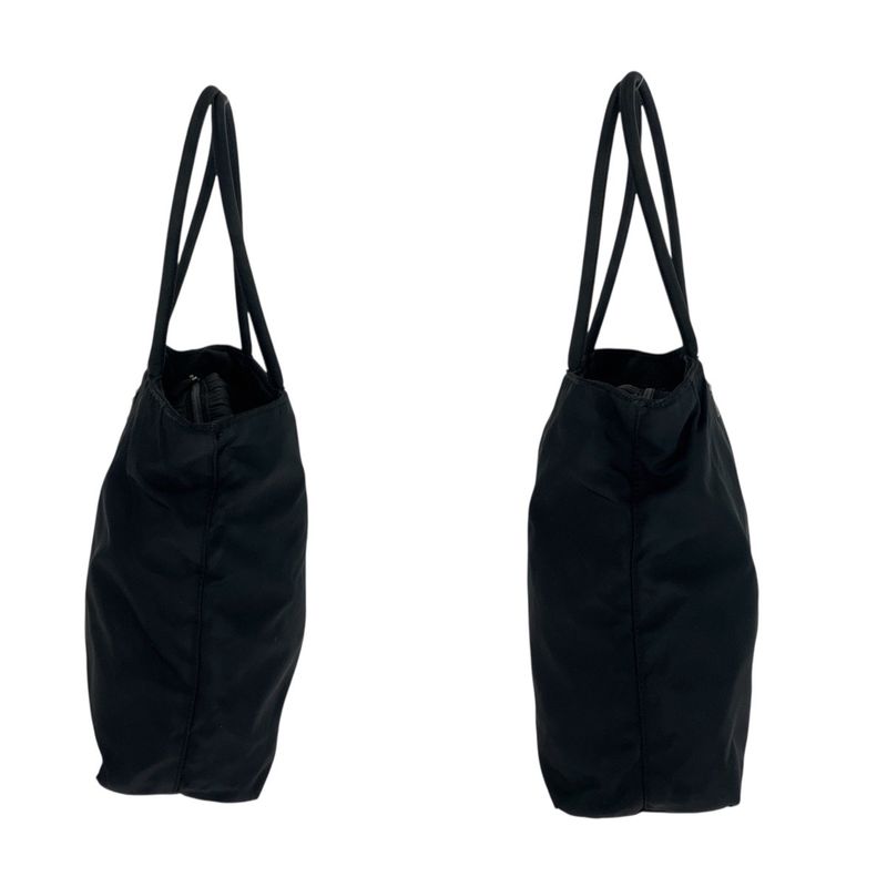 Prada Tessuto Triangle Logo Plate Black Silver Hardware Nylon Tote Bag Shoulder