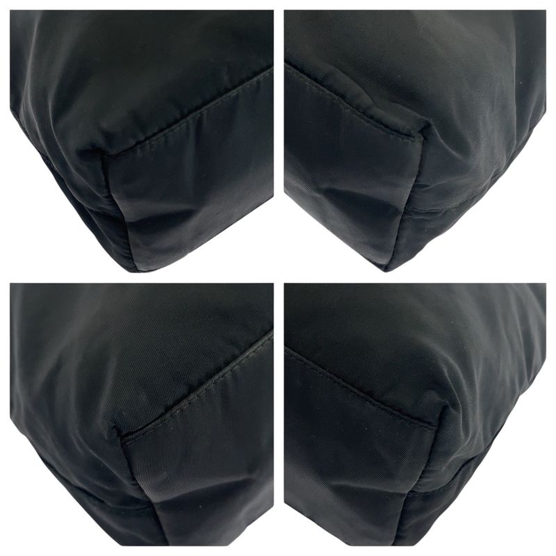 Prada Tessuto Triangle Logo Plate Black Silver Hardware Nylon Tote Bag Shoulder