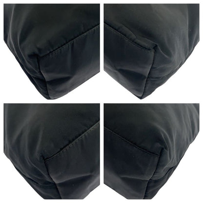 Prada Tessuto Triangle Logo Plate Black Silver Hardware Nylon Tote Bag Shoulder