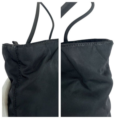 Prada Tessuto Triangle Logo Plate Black Silver Hardware Nylon Tote Bag Shoulder