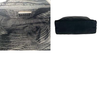 Prada Tessuto Triangle Logo Plate Black Silver Hardware Nylon Tote Bag Shoulder