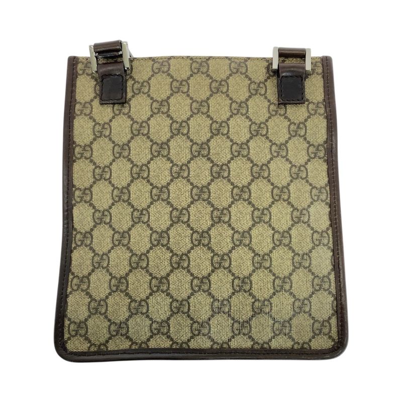 Gucci Beige Brown Silver Hardware GG Supreme Canvas Leather 92562 Shoulder Bag