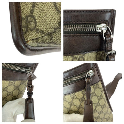 Gucci Beige Brown Silver Hardware GG Supreme Canvas Leather 92562 Shoulder Bag