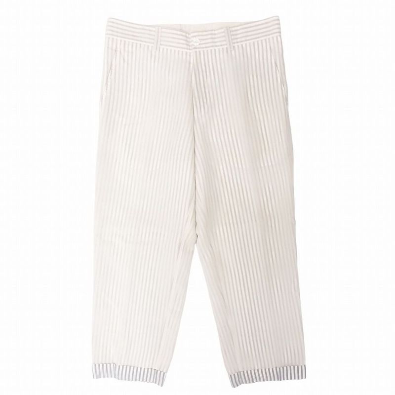 19ss Dior by Kim Jones Striped Slacks Pants Silk Organdy Bottoms 48 M White