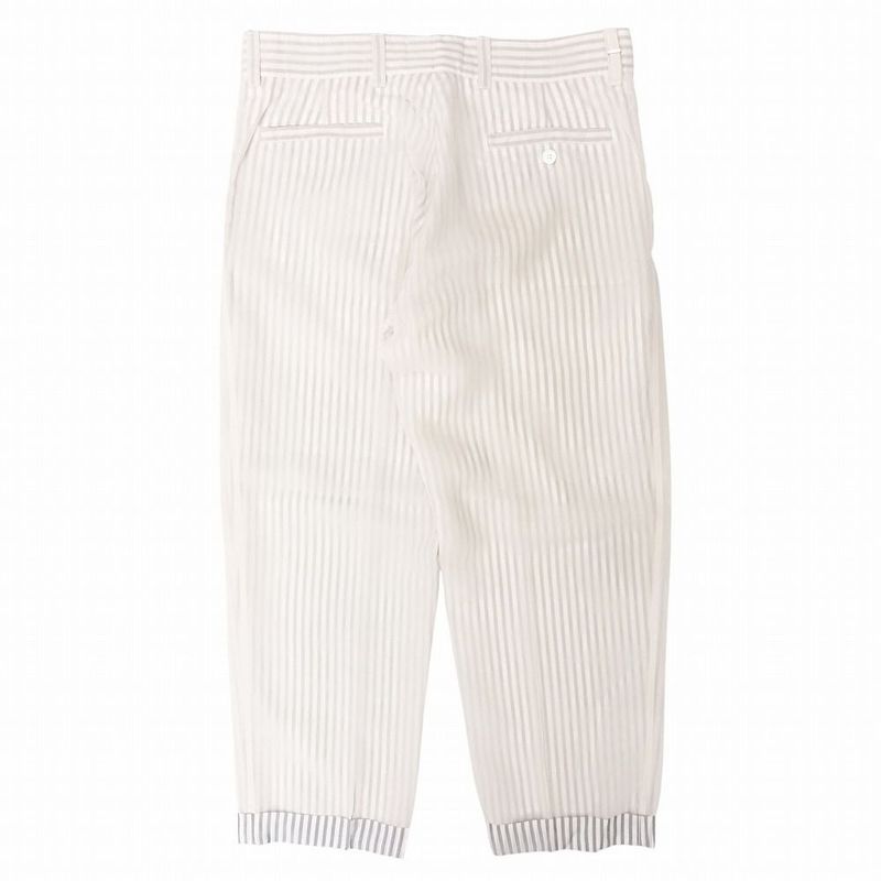 19ss Dior by Kim Jones Striped Slacks Pants Silk Organdy Bottoms 48 M White