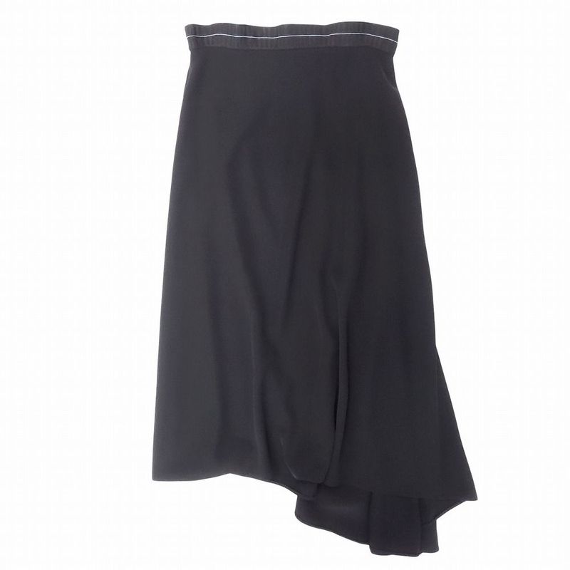 Prada Asymmetrical Pleated Skirt Long Length Logo Waist Made in Italy Bottoms