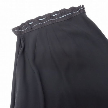 Prada Asymmetrical Pleated Skirt Long Length Logo Waist Made in Italy Bottoms