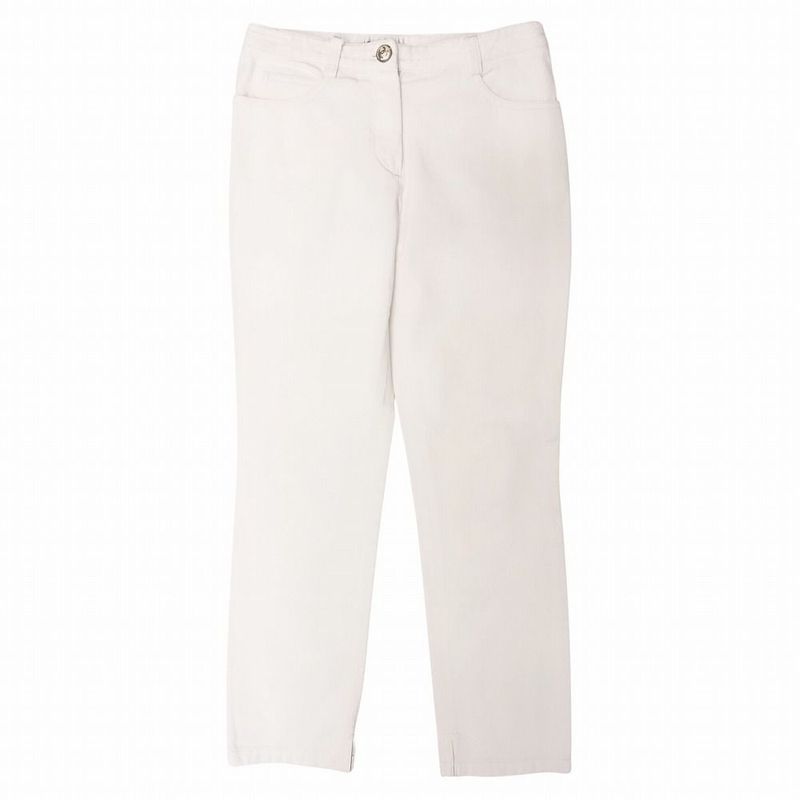 00s Chanel White Denim Pants Jeans Coco Mark Button Lame Stitching 34 XS White