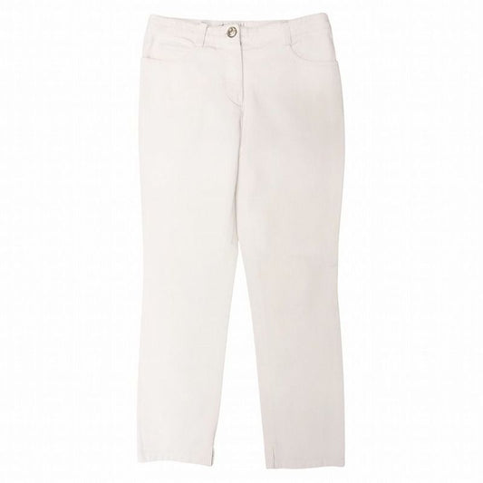 00s Chanel White Denim Pants Jeans Coco Mark Button Lame Stitching 34 XS White