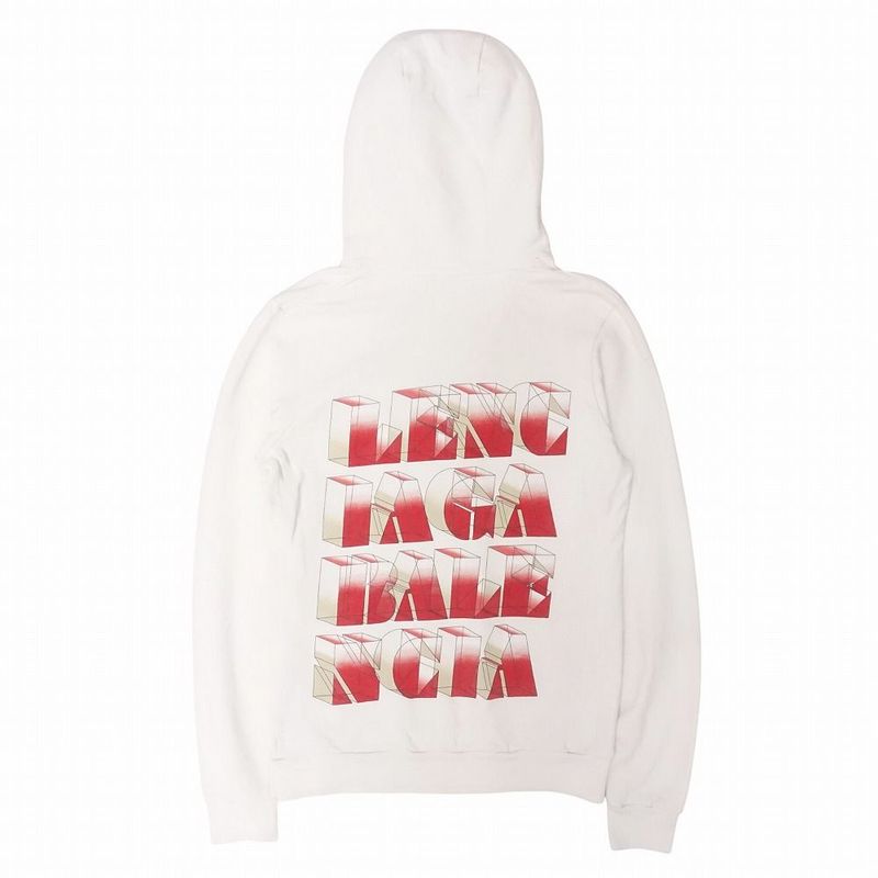 12ss Balenciaga Ts Balenciaga Hoodie Sweatshirt Pullover Back 3d Logo XS White