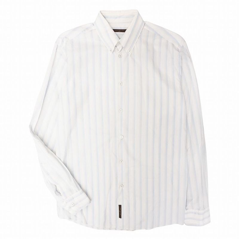 Louis Vuitton French Striped Shirt Button-Down Long-Sleeved Top Size S Blue