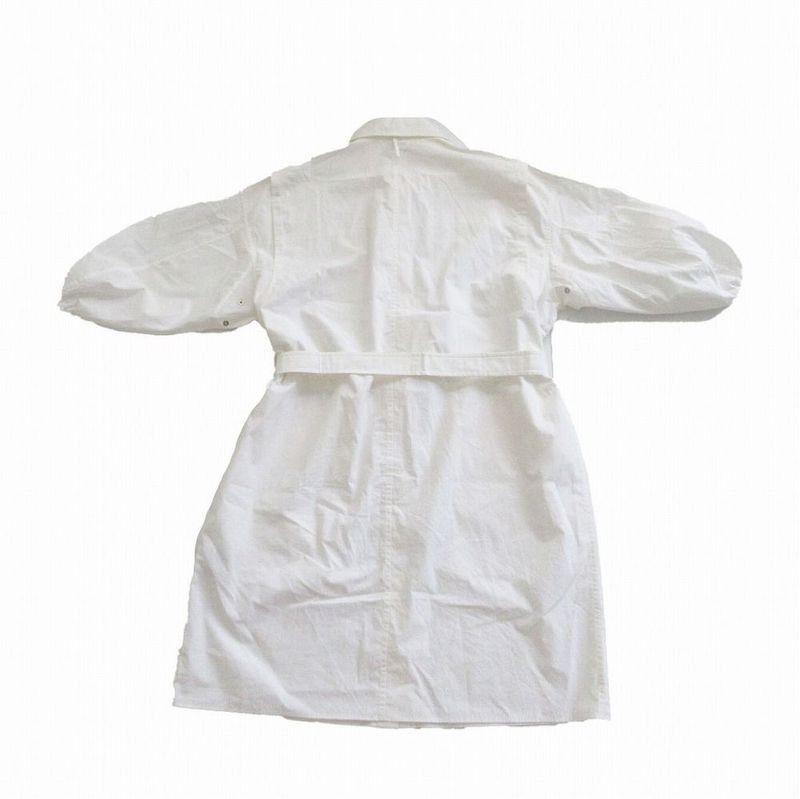 Hermes Cliquetis Button 2e0501dj Short Sleeve Shirt Dress Knee Length White