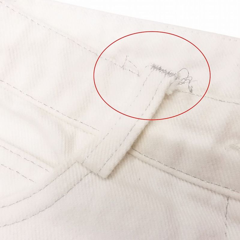 00s Chanel White Denim Pants Jeans Coco Mark Button Lame Stitching 34 XS White