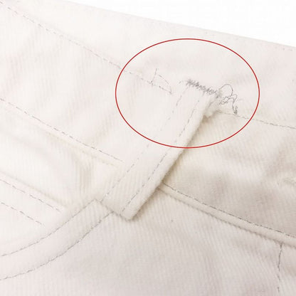 00s Chanel White Denim Pants Jeans Coco Mark Button Lame Stitching 34 XS White