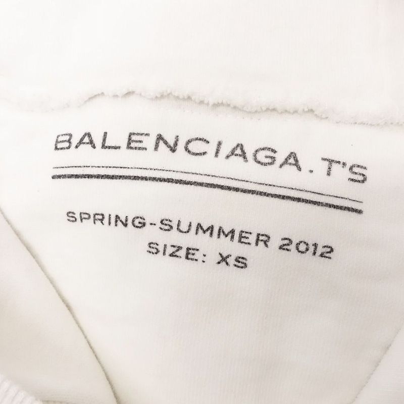 12ss Balenciaga Ts Balenciaga Hoodie Sweatshirt Pullover Back 3d Logo XS White