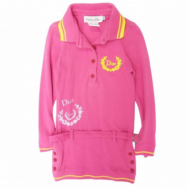 Vintage Christian Dior Galliano Period Logo Embroidery Polo Shirt Dress Kids