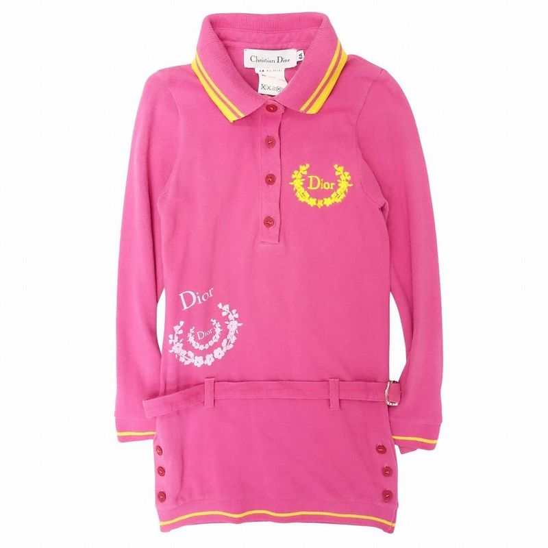 Vintage Christian Dior Galliano Period Logo Embroidery Polo Shirt Dress Kids