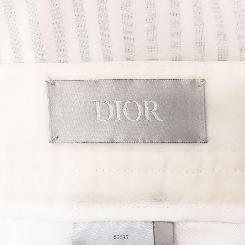 19ss Dior by Kim Jones Striped Slacks Pants Silk Organdy Bottoms 48 M White