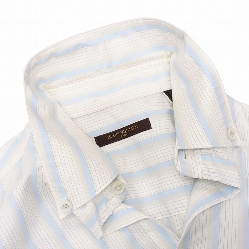 Louis Vuitton French Striped Shirt Button-Down Long-Sleeved Top Size S Blue