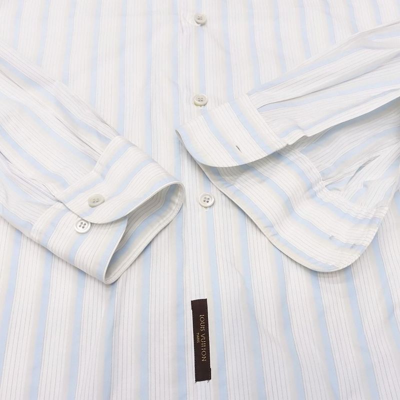 Louis Vuitton French Striped Shirt Button-Down Long-Sleeved Top Size S Blue