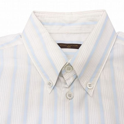 Louis Vuitton French Striped Shirt Button-Down Long-Sleeved Top Size S Blue