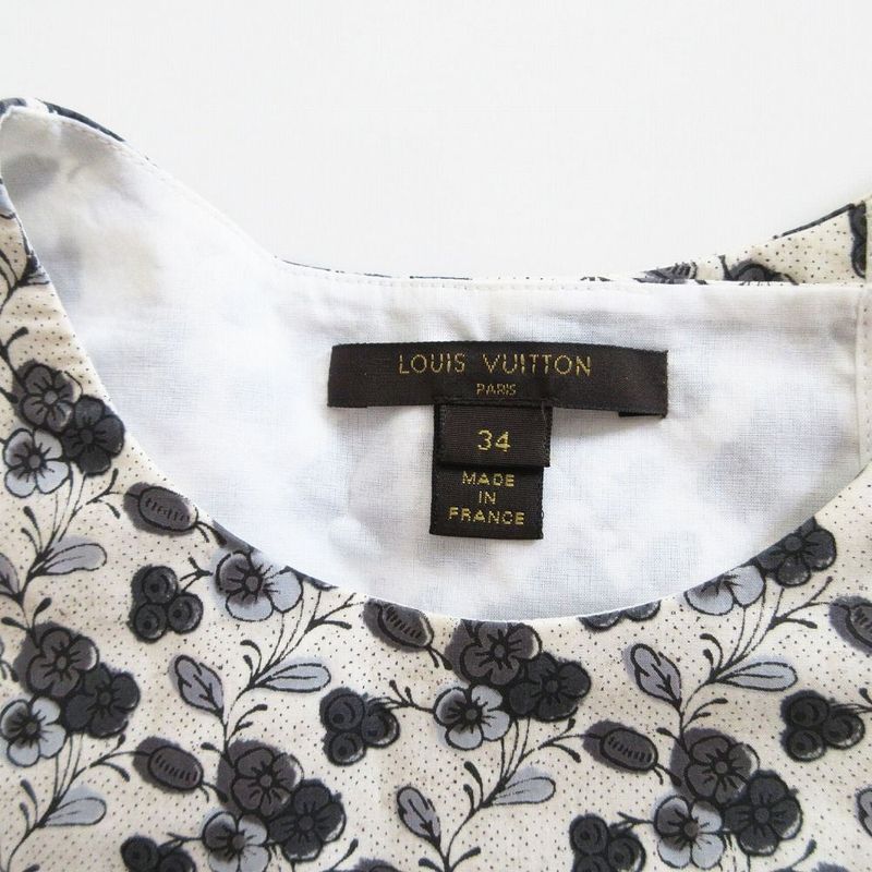 Louis Vuitton Liberty Flower Print Blouse Short Sleeve Top White Size XS Women's