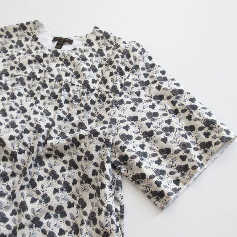 Louis Vuitton Liberty Flower Print Blouse Short Sleeve Top White Size XS Women's