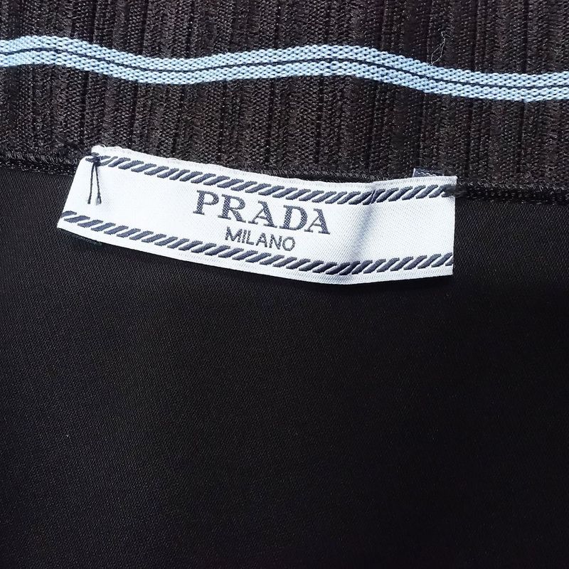 Prada Asymmetrical Pleated Skirt Long Length Logo Waist Made in Italy Bottoms