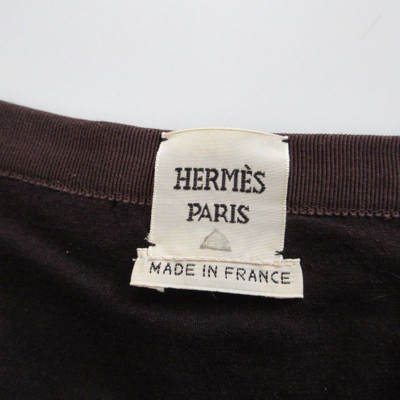 Hermes Lace Embroidery H Logo Flared Skirt Tok030 Brown Size M Women's