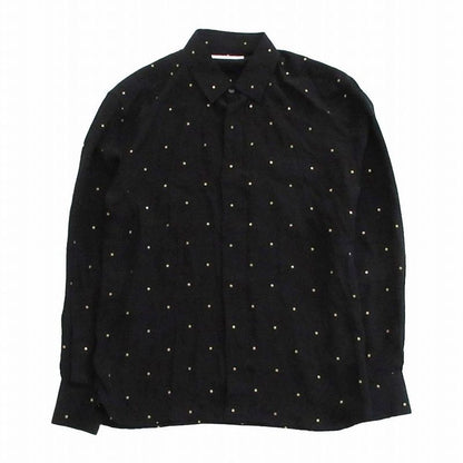 Saint Laurent Paris 22aw 646850 Y1f25 Gold Lame Dot Dress Long Sleeve Shirt