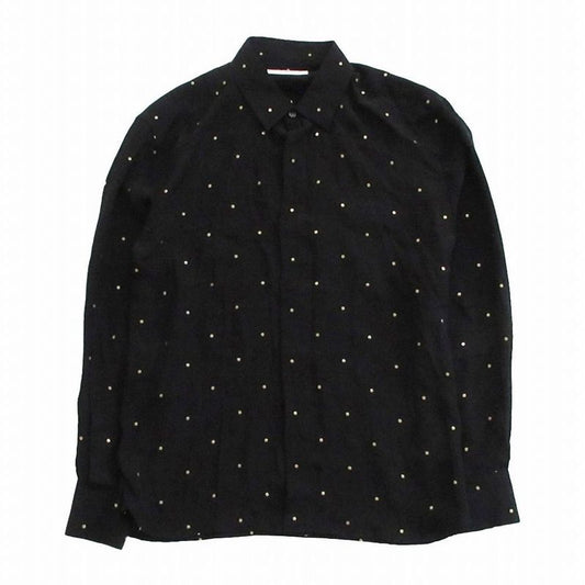 Saint Laurent Paris 22aw 646850 Y1f25 Gold Lame Dot Dress Long Sleeve Shirt