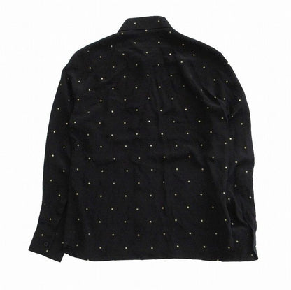 Saint Laurent Paris 22aw 646850 Y1f25 Gold Lame Dot Dress Long Sleeve Shirt