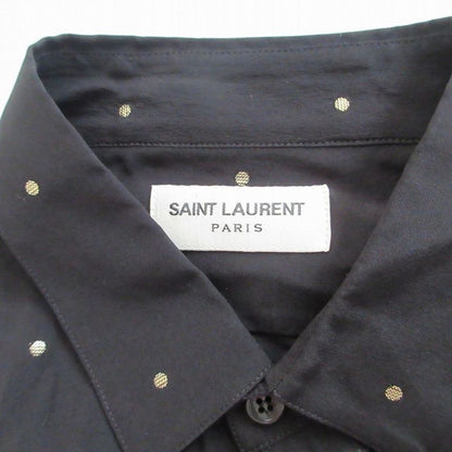 Saint Laurent Paris 22aw 646850 Y1f25 Gold Lame Dot Dress Long Sleeve Shirt
