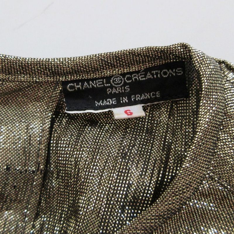 Chanel Creations Chanel Vintage Gold Metallic Blouse Long Sleeve Pullover Top