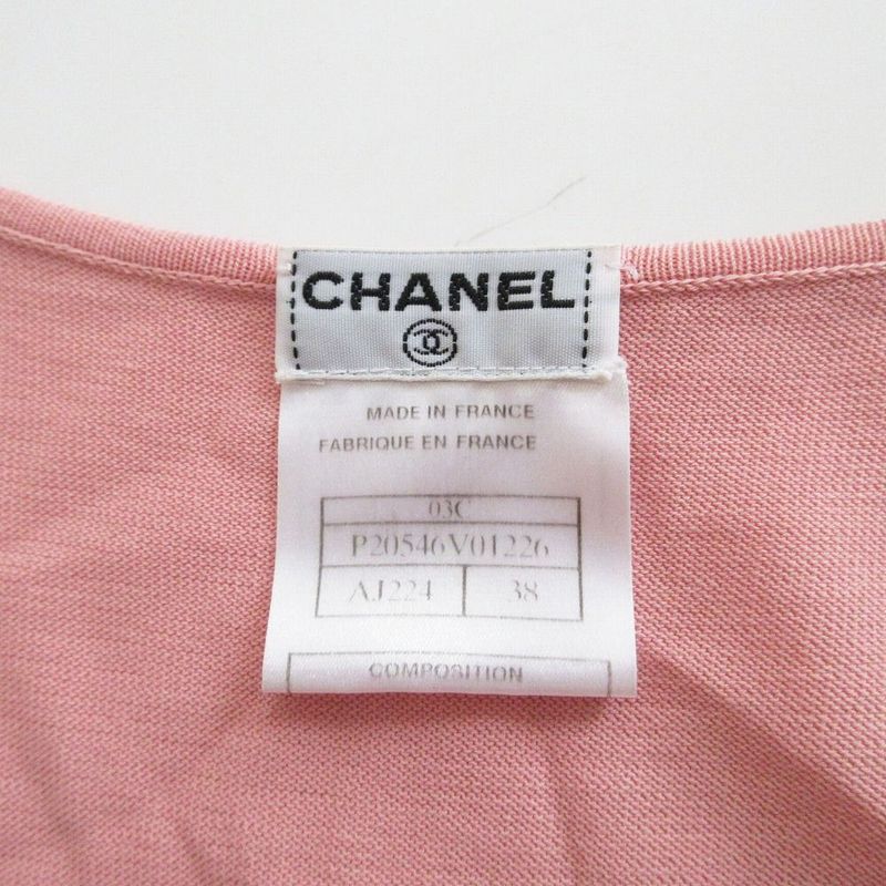 Chanel P20546v01226 03c Camellia Coco Logo Tank Top Sleeveless Top Pink Size M