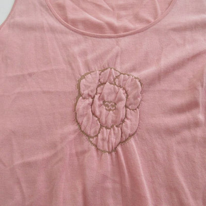 Chanel P20546v01226 03c Camellia Coco Logo Tank Top Sleeveless Top Pink Size M
