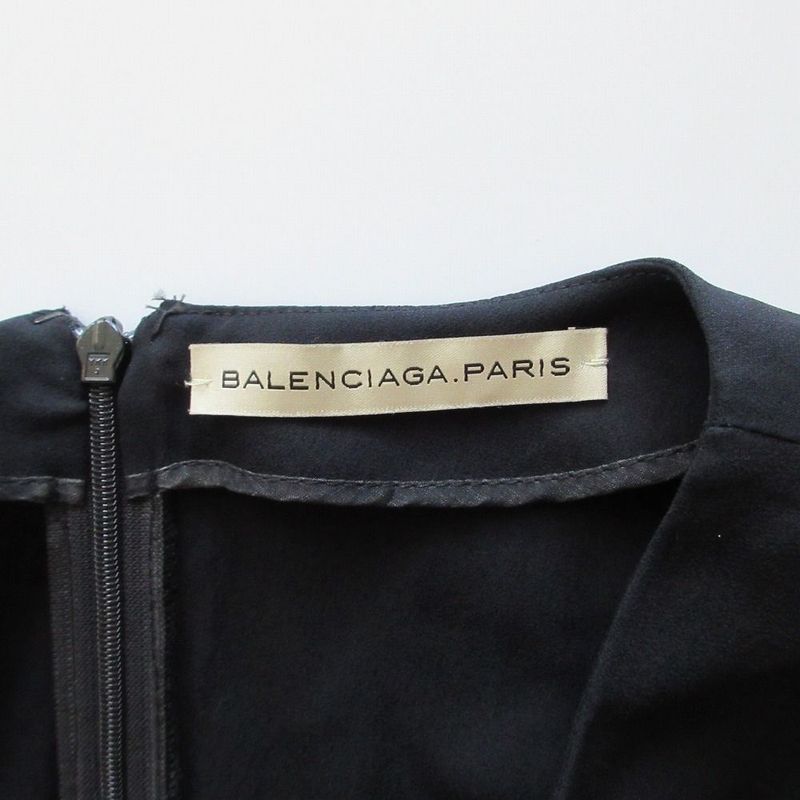Balenciaga Silk Long Sleeve Blouse Bicolor Gathered Sleeve 168717 1l226 Black