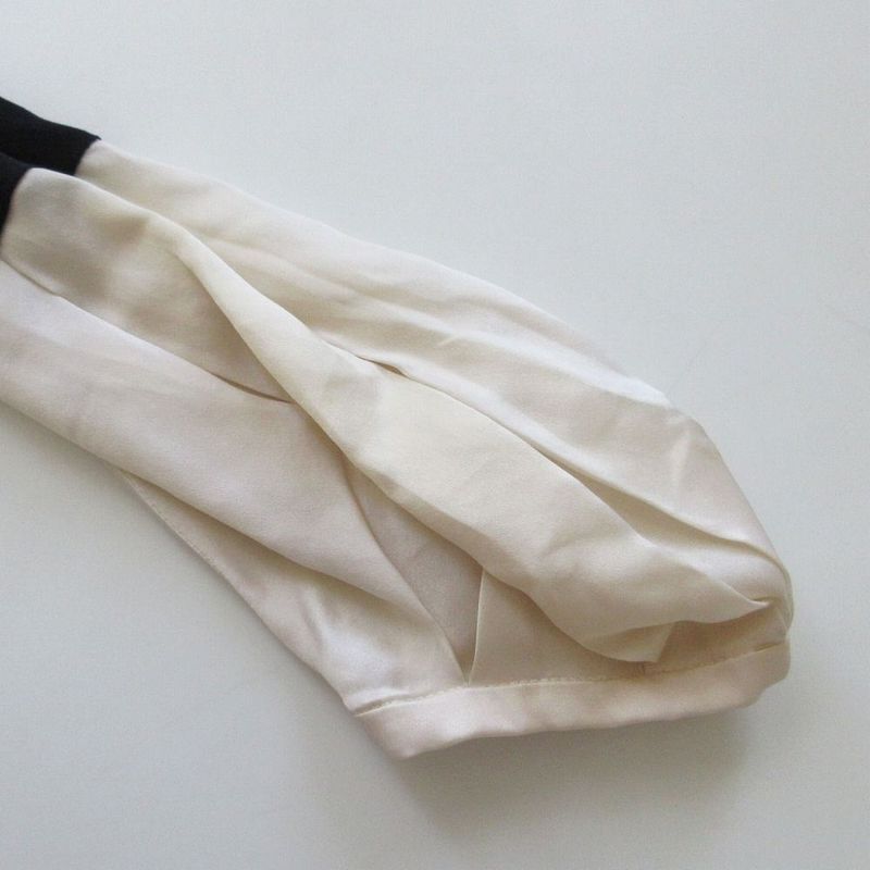 Balenciaga Silk Long Sleeve Blouse Bicolor Gathered Sleeve 168717 1l226 Black