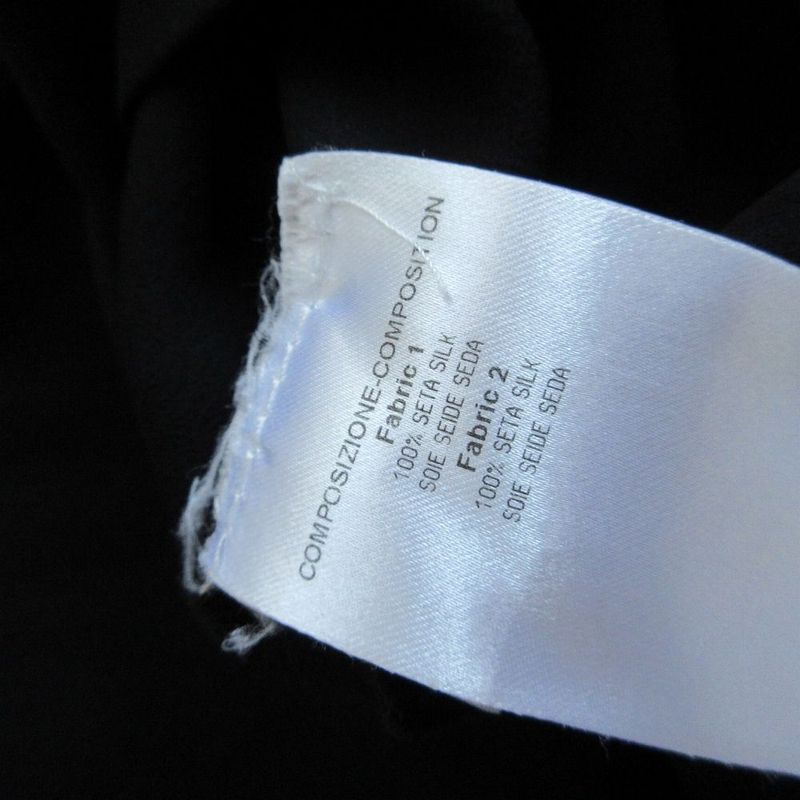 Balenciaga Silk Long Sleeve Blouse Bicolor Gathered Sleeve 168717 1l226 Black