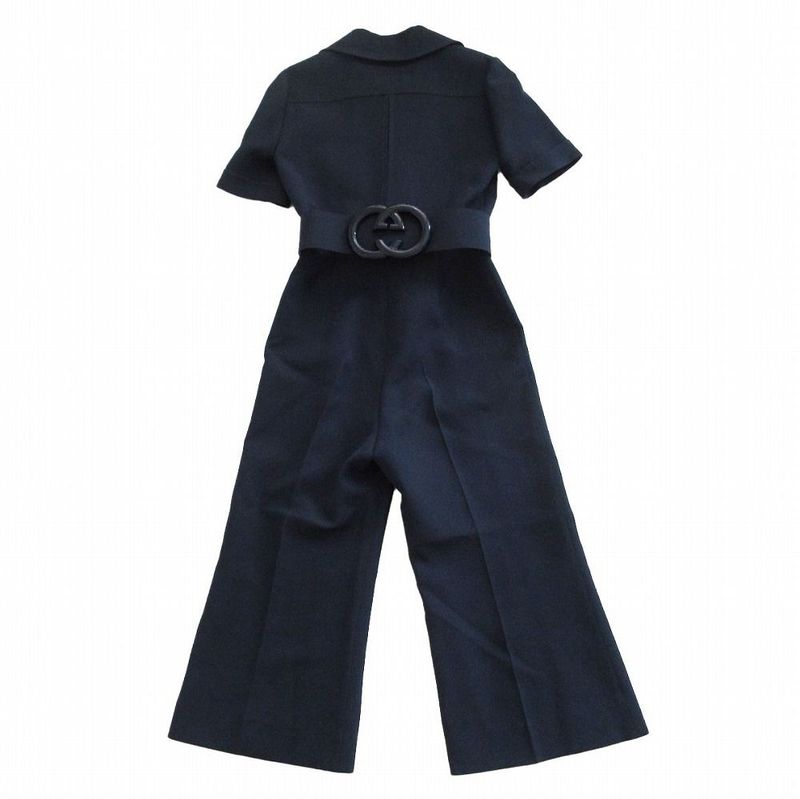 Gucci Wool GG All-in-One Tuna Short Sleeves with Belt 587416 Blue 40 L Women