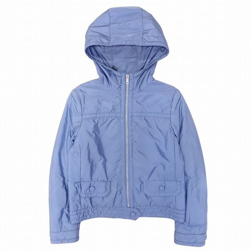 Prada 29b843 Padded Jacket Nylon Zip Up Blouson Hoodie Light Blue Size M Women's