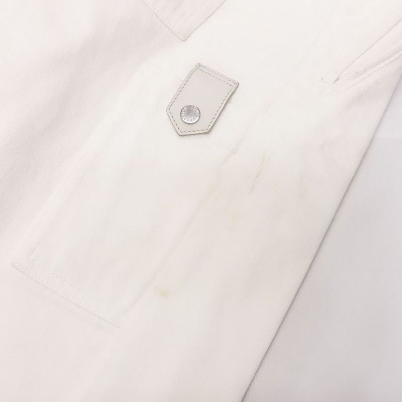 Louis Vuitton White Denim Shorts Chinos Half Pants Cotton 44 White Men's